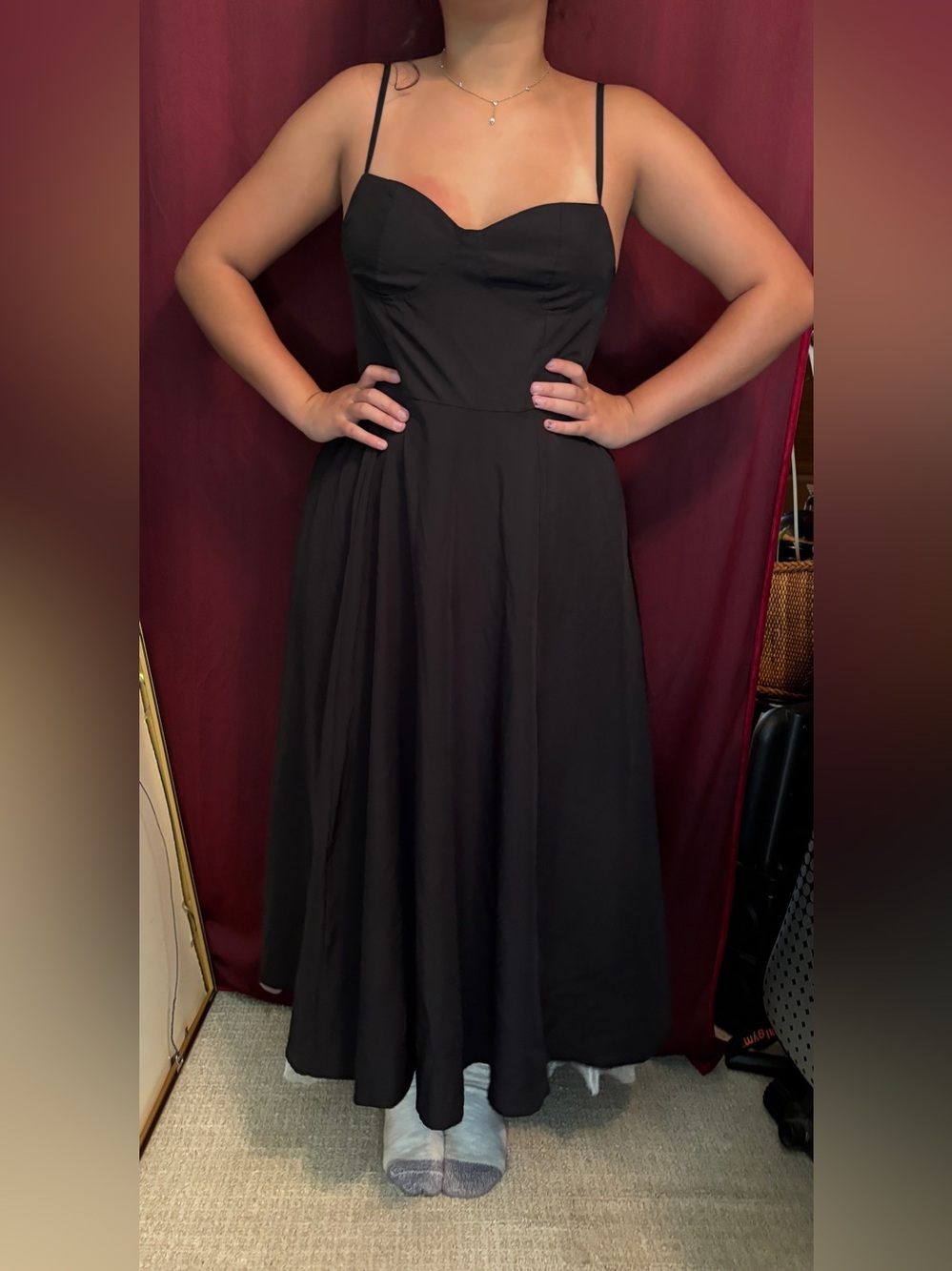 Source Unknown Black Spaghetti-Strap Maxi Dress